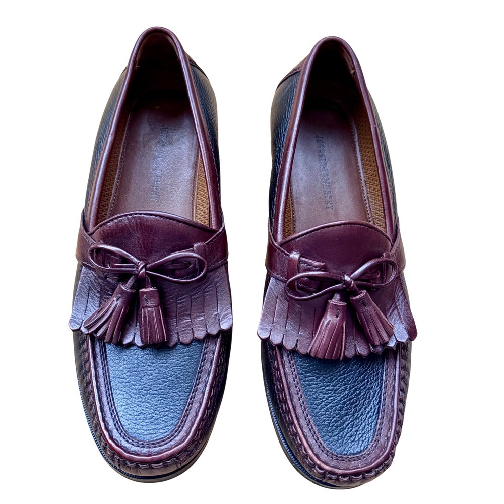 Johnston Murphy Mens Brown Black Leather Tassel Loafer Staple Shoes Size 10